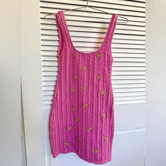 Zara Cable Knit Embroidered Mini Dress - Picture 2 of 6